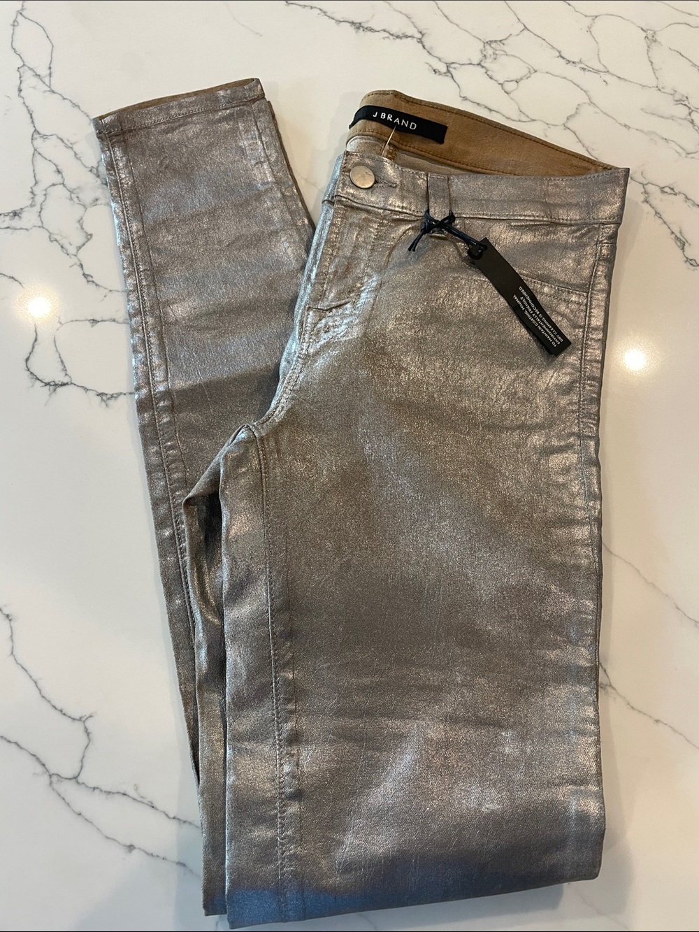 J Brand Crackle Coated Super Skinny Mid-rise Jeans